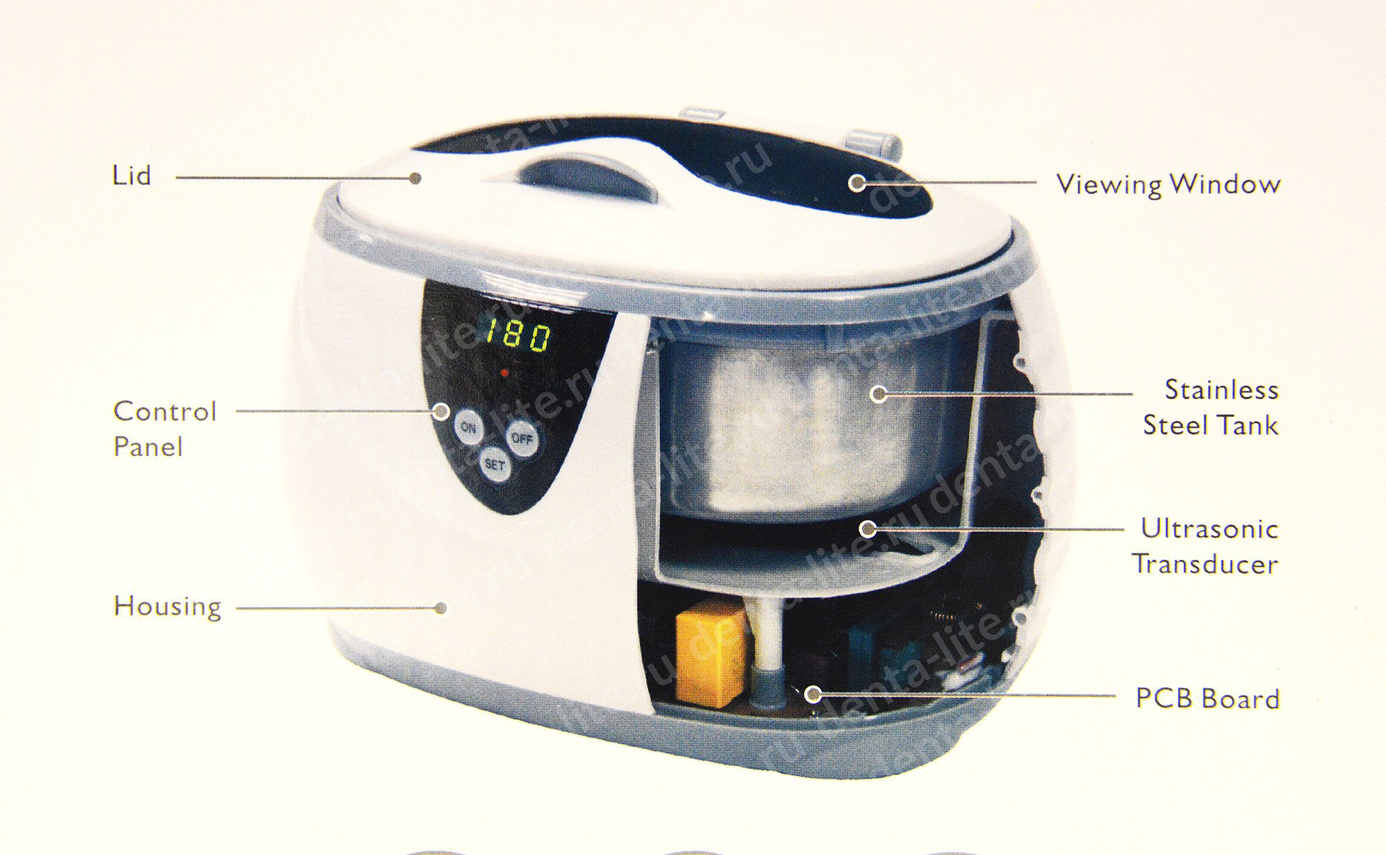 Ultrasonic Cleaner CD-3800A схема, ультразвуковой очиститель в разрезе